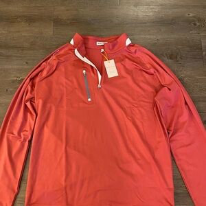 Peter Millar Red Long-Sleeve 1/4 Zip Pullover